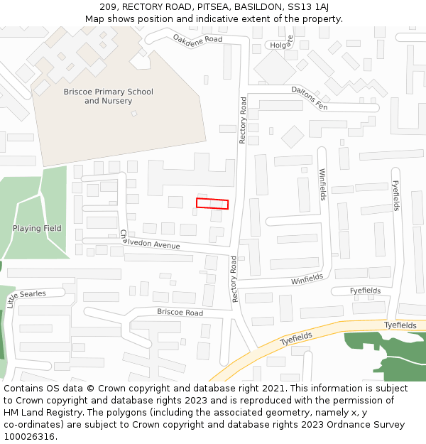 209, RECTORY ROAD, PITSEA, BASILDON, SS13 1AJ: Location map and indicative extent of plot