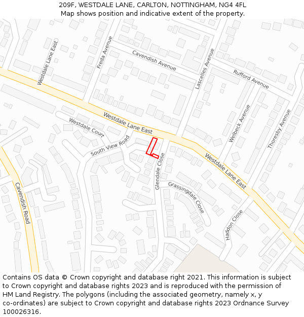 209F, WESTDALE LANE, CARLTON, NOTTINGHAM, NG4 4FL: Location map and indicative extent of plot