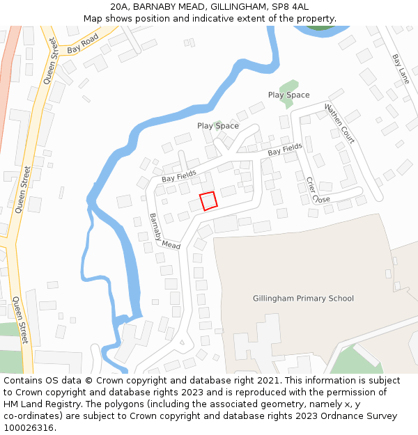 20A, BARNABY MEAD, GILLINGHAM, SP8 4AL: Location map and indicative extent of plot