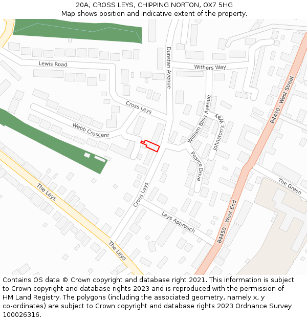 20A, CROSS LEYS, CHIPPING NORTON, OX7 5HG: Location map and indicative extent of plot