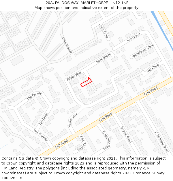 20A, FALDOS WAY, MABLETHORPE, LN12 1NF: Location map and indicative extent of plot