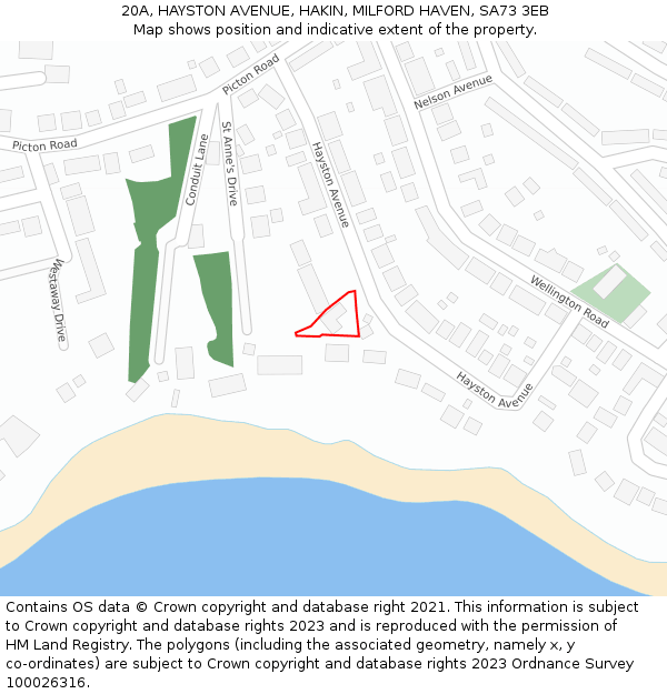 20A, HAYSTON AVENUE, HAKIN, MILFORD HAVEN, SA73 3EB: Location map and indicative extent of plot