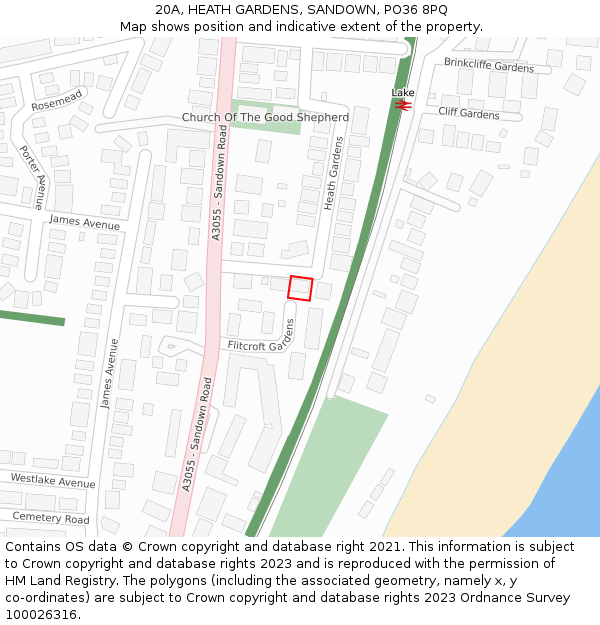 20A, HEATH GARDENS, SANDOWN, PO36 8PQ: Location map and indicative extent of plot