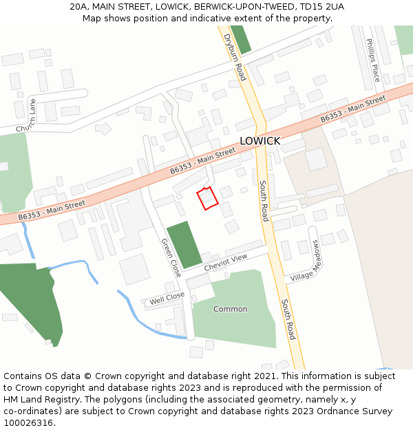 20A, MAIN STREET, LOWICK, BERWICK-UPON-TWEED, TD15 2UA: Location map and indicative extent of plot