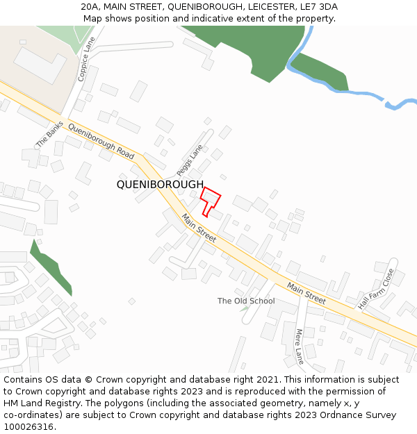 20A, MAIN STREET, QUENIBOROUGH, LEICESTER, LE7 3DA: Location map and indicative extent of plot