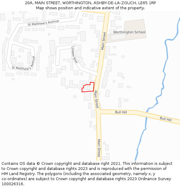 20A, MAIN STREET, WORTHINGTON, ASHBY-DE-LA-ZOUCH, LE65 1RP: Location map and indicative extent of plot