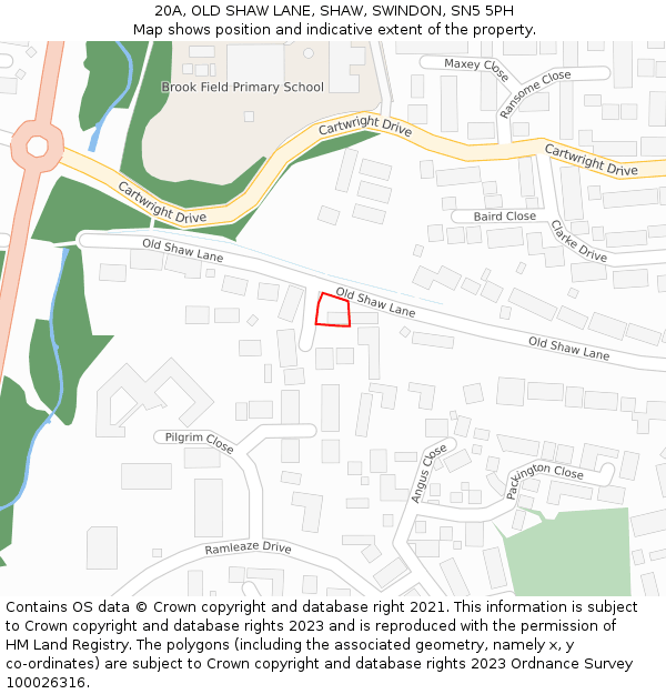 20A, OLD SHAW LANE, SHAW, SWINDON, SN5 5PH: Location map and indicative extent of plot