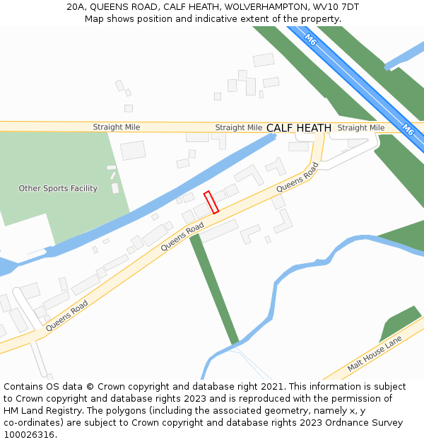 20A, QUEENS ROAD, CALF HEATH, WOLVERHAMPTON, WV10 7DT: Location map and indicative extent of plot