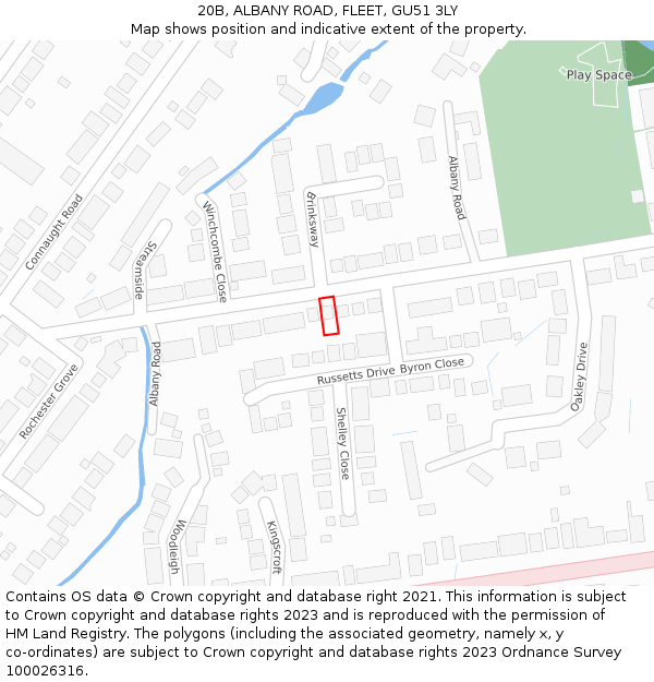 20B, ALBANY ROAD, FLEET, GU51 3LY: Location map and indicative extent of plot