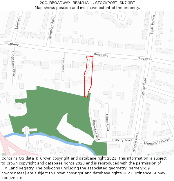 20C, BROADWAY, BRAMHALL, STOCKPORT, SK7 3BT: Location map and indicative extent of plot