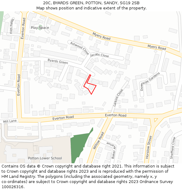 20C, BYARDS GREEN, POTTON, SANDY, SG19 2SB: Location map and indicative extent of plot