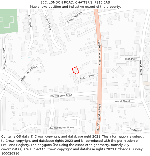 20C, LONDON ROAD, CHATTERIS, PE16 6AS: Location map and indicative extent of plot