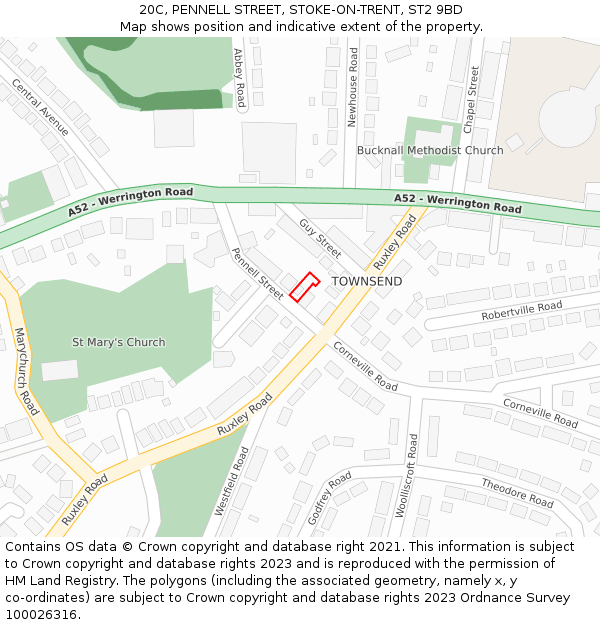 20C, PENNELL STREET, STOKE-ON-TRENT, ST2 9BD: Location map and indicative extent of plot