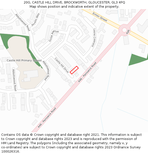 20G, CASTLE HILL DRIVE, BROCKWORTH, GLOUCESTER, GL3 4PQ: Location map and indicative extent of plot