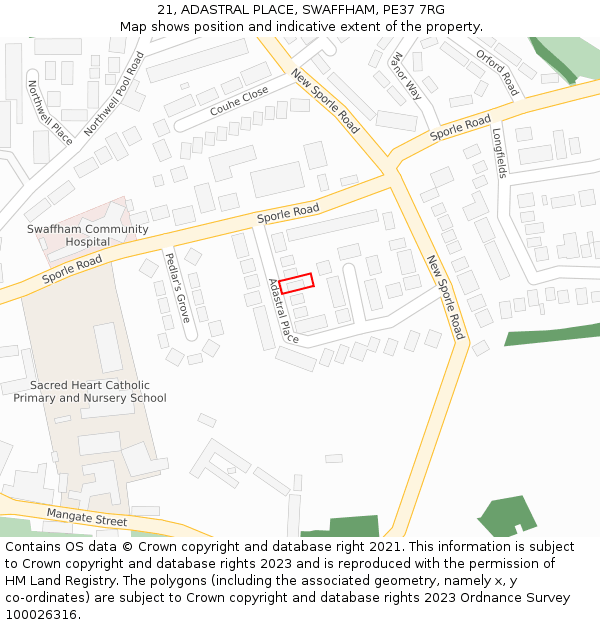 21, ADASTRAL PLACE, SWAFFHAM, PE37 7RG: Location map and indicative extent of plot
