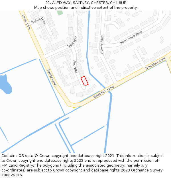 21, ALED WAY, SALTNEY, CHESTER, CH4 8UP: Location map and indicative extent of plot