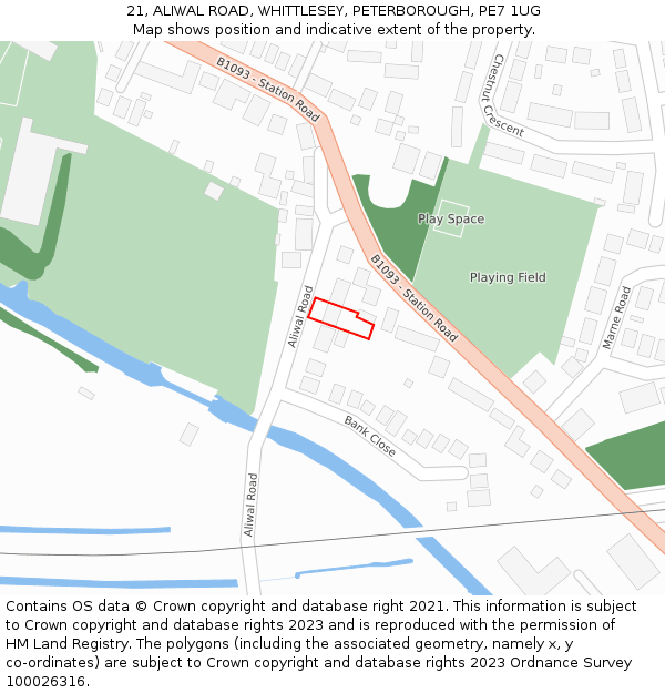 21, ALIWAL ROAD, WHITTLESEY, PETERBOROUGH, PE7 1UG: Location map and indicative extent of plot