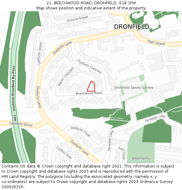 21, BEECHWOOD ROAD, DRONFIELD, S18 1PW: Location map and indicative extent of plot