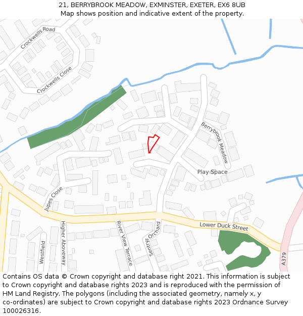 21, BERRYBROOK MEADOW, EXMINSTER, EXETER, EX6 8UB: Location map and indicative extent of plot