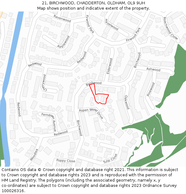 21, BIRCHWOOD, CHADDERTON, OLDHAM, OL9 9UH: Location map and indicative extent of plot