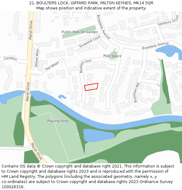 21, BOULTERS LOCK, GIFFARD PARK, MILTON KEYNES, MK14 5QR: Location map and indicative extent of plot