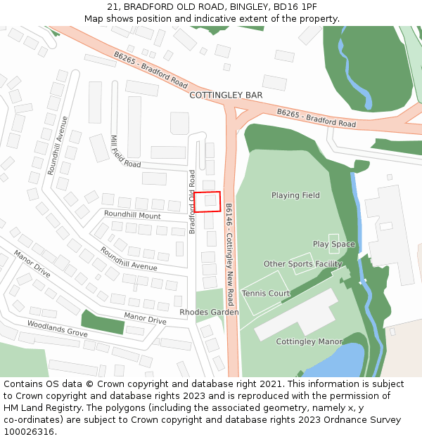 21, BRADFORD OLD ROAD, BINGLEY, BD16 1PF: Location map and indicative extent of plot