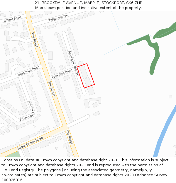 21, BROOKDALE AVENUE, MARPLE, STOCKPORT, SK6 7HP: Location map and indicative extent of plot