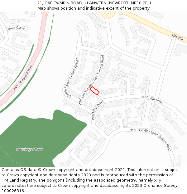21, CAE TWMPIN ROAD, LLANWERN, NEWPORT, NP18 2EH: Location map and indicative extent of plot