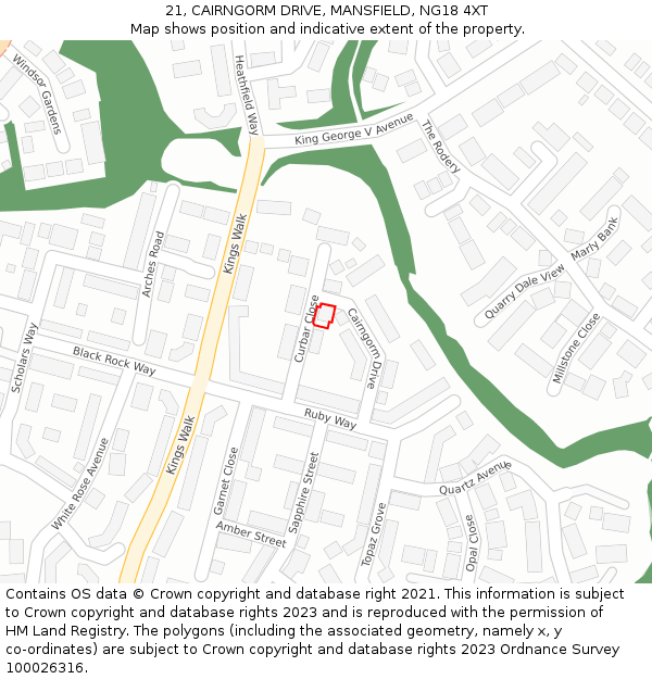 21, CAIRNGORM DRIVE, MANSFIELD, NG18 4XT: Location map and indicative extent of plot