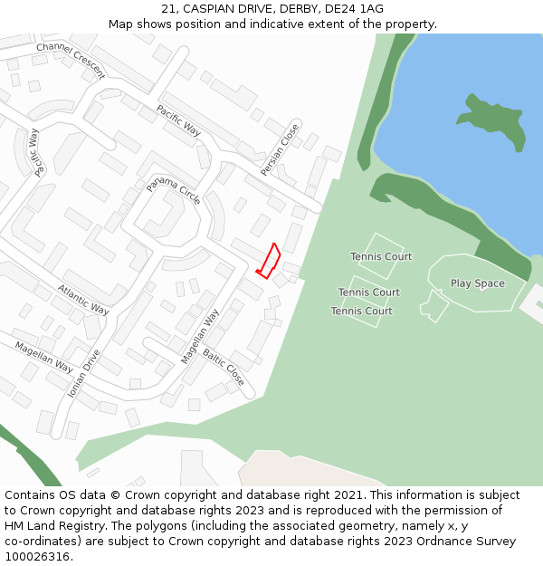 21, CASPIAN DRIVE, DERBY, DE24 1AG: Location map and indicative extent of plot
