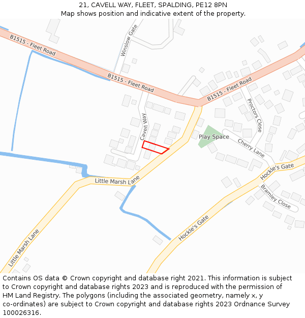 21, CAVELL WAY, FLEET, SPALDING, PE12 8PN: Location map and indicative extent of plot