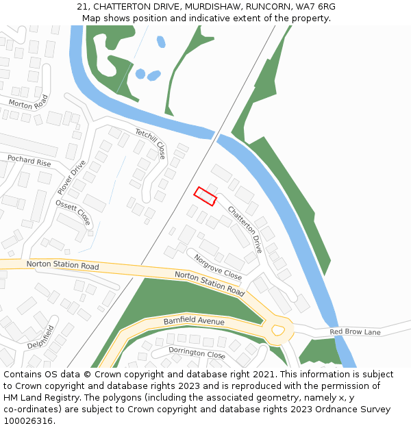 21, CHATTERTON DRIVE, MURDISHAW, RUNCORN, WA7 6RG: Location map and indicative extent of plot