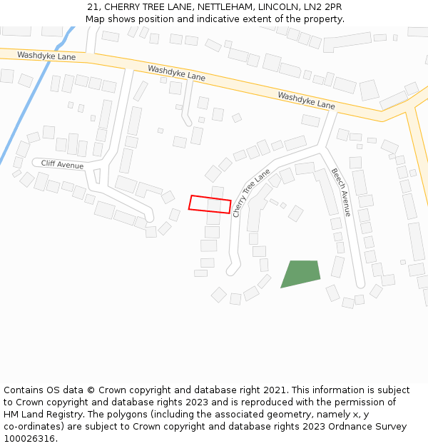 21, CHERRY TREE LANE, NETTLEHAM, LINCOLN, LN2 2PR: Location map and indicative extent of plot