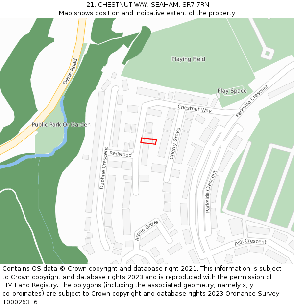 21, CHESTNUT WAY, SEAHAM, SR7 7RN: Location map and indicative extent of plot