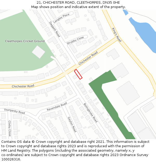 21, CHICHESTER ROAD, CLEETHORPES, DN35 0HE: Location map and indicative extent of plot