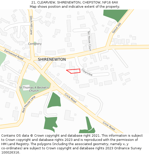 21, CLEARVIEW, SHIRENEWTON, CHEPSTOW, NP16 6AX: Location map and indicative extent of plot