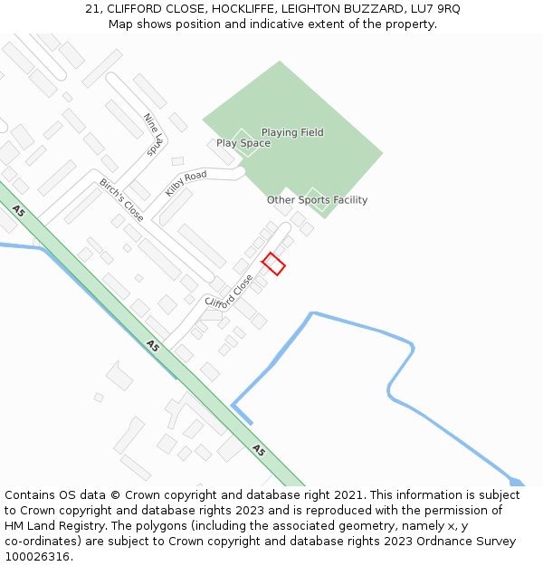 21, CLIFFORD CLOSE, HOCKLIFFE, LEIGHTON BUZZARD, LU7 9RQ: Location map and indicative extent of plot