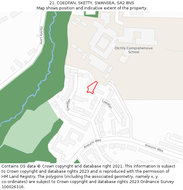 21, COEDFAN, SKETTY, SWANSEA, SA2 8NS: Location map and indicative extent of plot