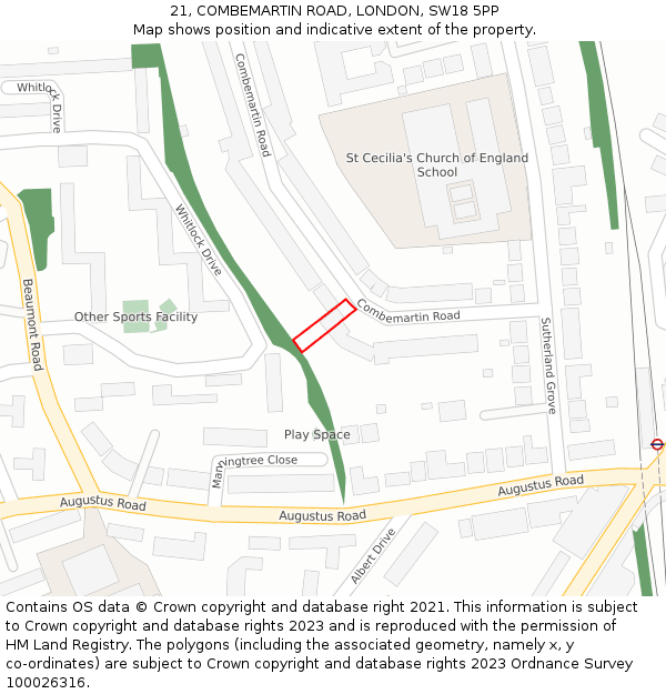 21, COMBEMARTIN ROAD, LONDON, SW18 5PP: Location map and indicative extent of plot