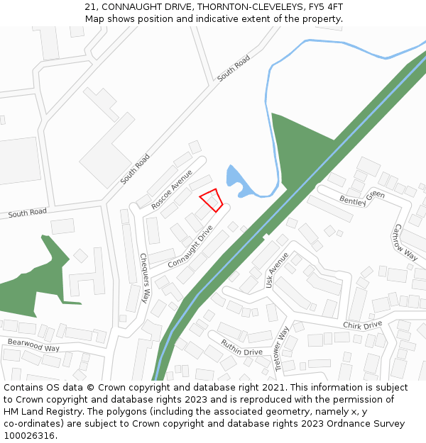 21, CONNAUGHT DRIVE, THORNTON-CLEVELEYS, FY5 4FT: Location map and indicative extent of plot