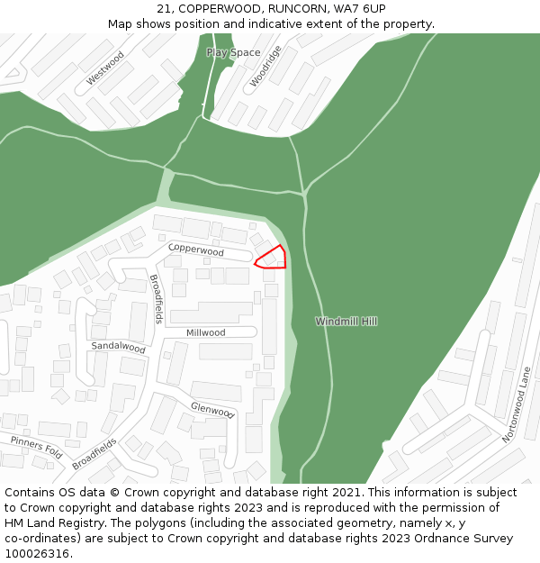 21, COPPERWOOD, RUNCORN, WA7 6UP: Location map and indicative extent of plot