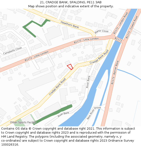 21, CRADGE BANK, SPALDING, PE11 3AB: Location map and indicative extent of plot