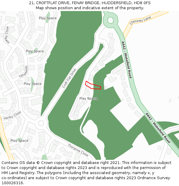 21, CROFTFLAT DRIVE, FENAY BRIDGE, HUDDERSFIELD, HD8 0FS: Location map and indicative extent of plot