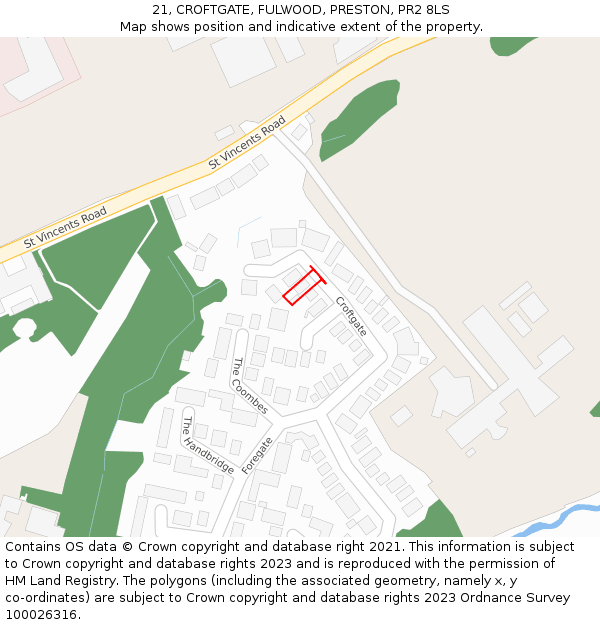 21, CROFTGATE, FULWOOD, PRESTON, PR2 8LS: Location map and indicative extent of plot
