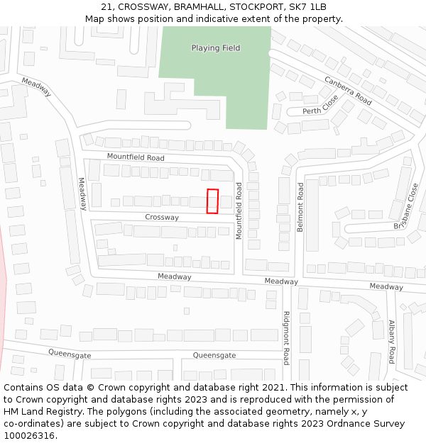 21, CROSSWAY, BRAMHALL, STOCKPORT, SK7 1LB: Location map and indicative extent of plot