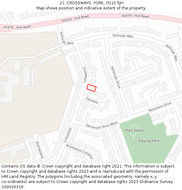 21, CROSSWAYS, YORK, YO10 5JH: Location map and indicative extent of plot