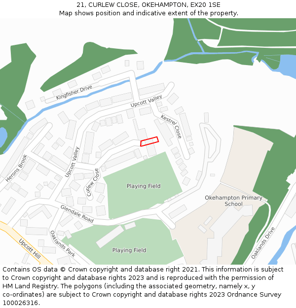 21, CURLEW CLOSE, OKEHAMPTON, EX20 1SE: Location map and indicative extent of plot