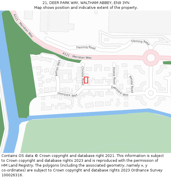 21, DEER PARK WAY, WALTHAM ABBEY, EN9 3YN: Location map and indicative extent of plot