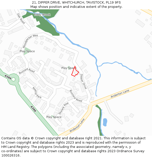21, DIPPER DRIVE, WHITCHURCH, TAVISTOCK, PL19 9FS: Location map and indicative extent of plot