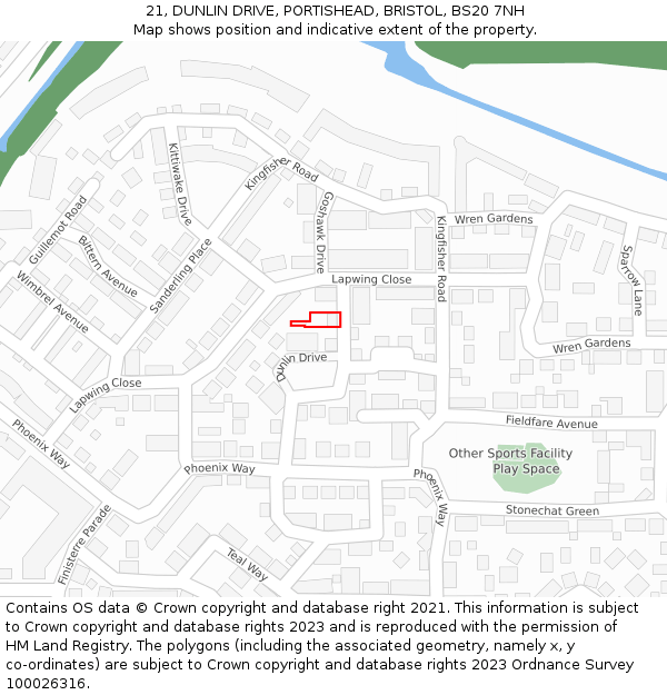 21, DUNLIN DRIVE, PORTISHEAD, BRISTOL, BS20 7NH: Location map and indicative extent of plot